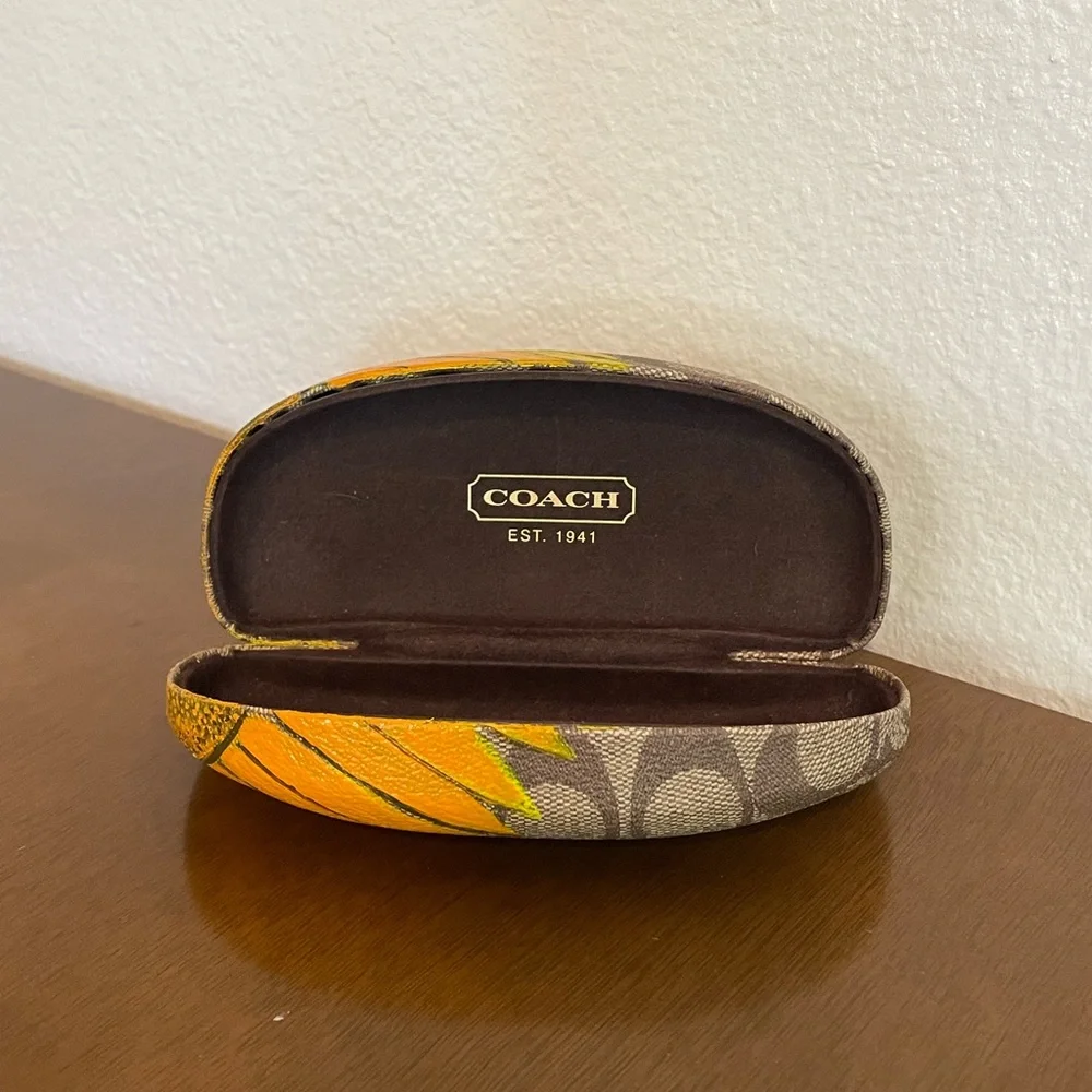 Coach Glasses Case with Hand Painted Sunflower - Picture 3 of 4